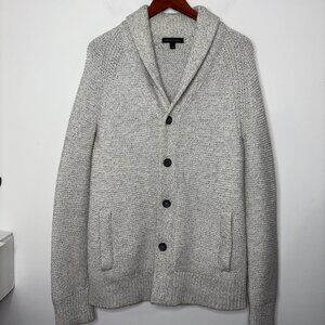 Banana Republic Heavy Cable Knit Gray Cardigan Shawl Sweater Mens Size Large